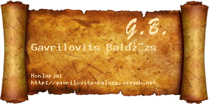 Gavrilovits Balázs névjegykártya
